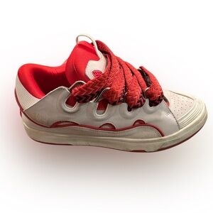 Red Lanvin Curb Panelled Sneakers Sz45 11-12 Men Fit 9-10 Women SSENSE Exclusive